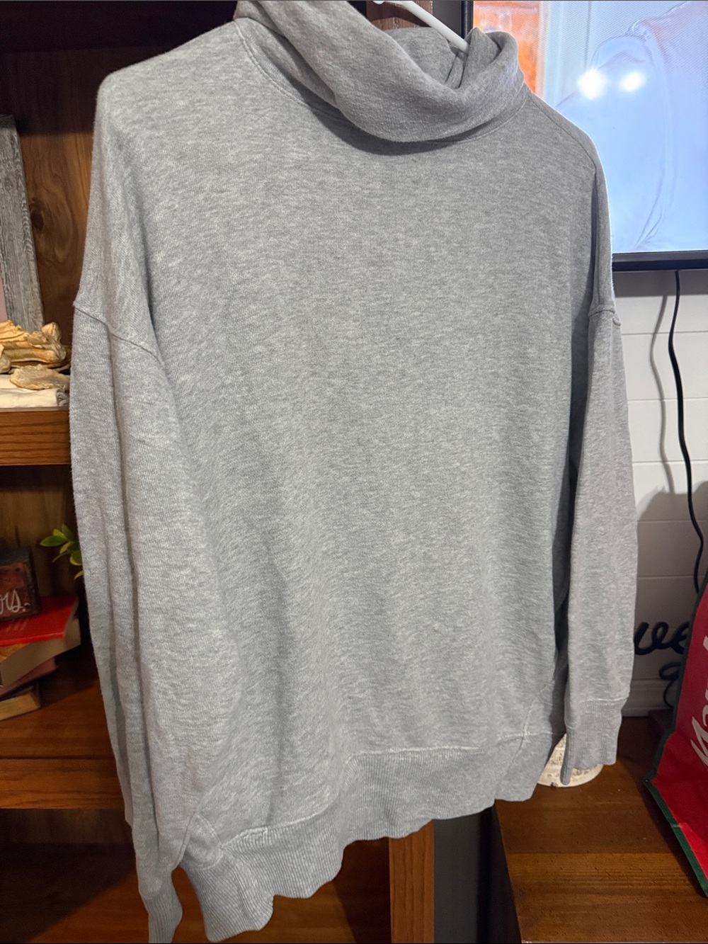 aerie Light Gray Funnel Neck Sweatshirt